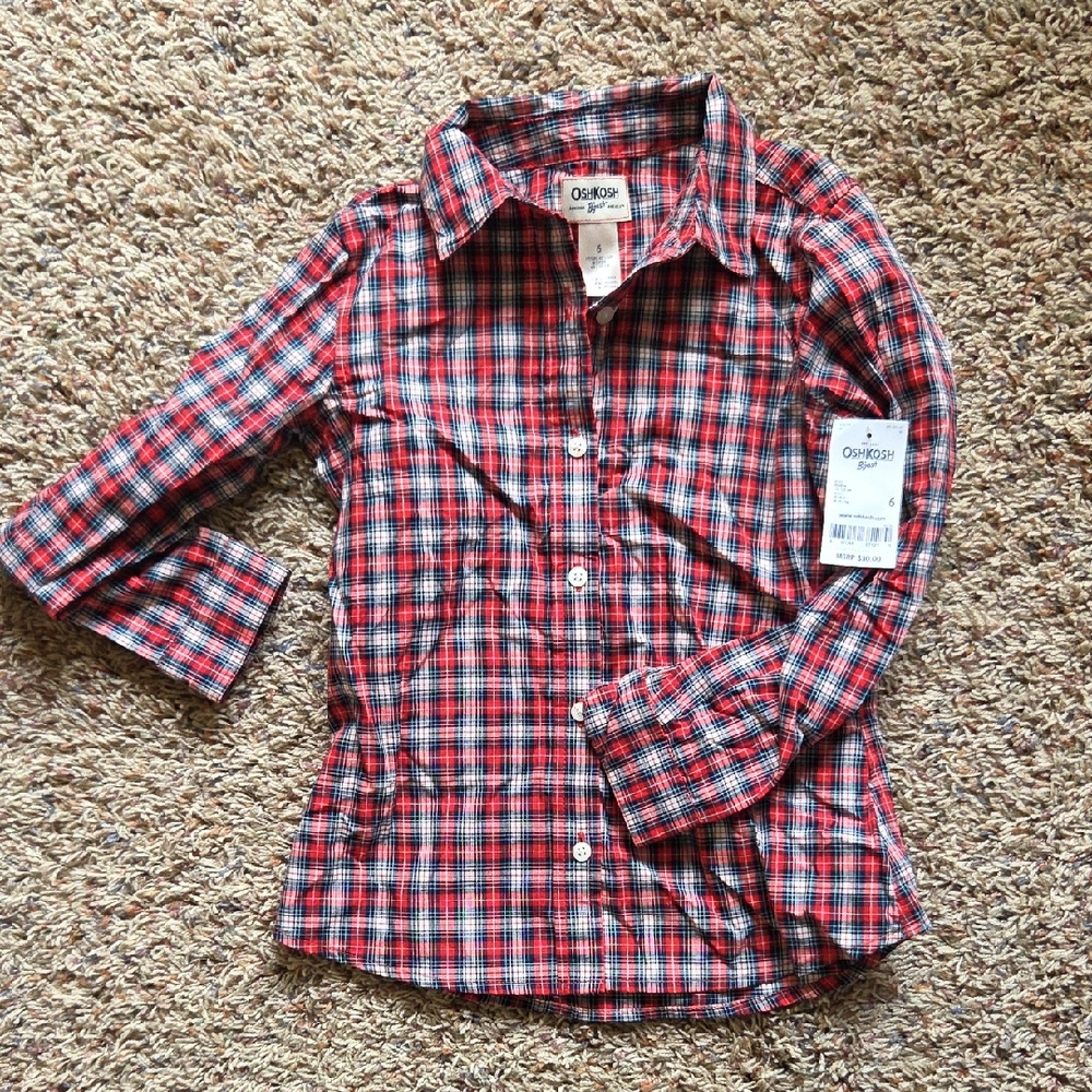 OshKosh B'gosh Kids Red and Blue Plaid Shirt